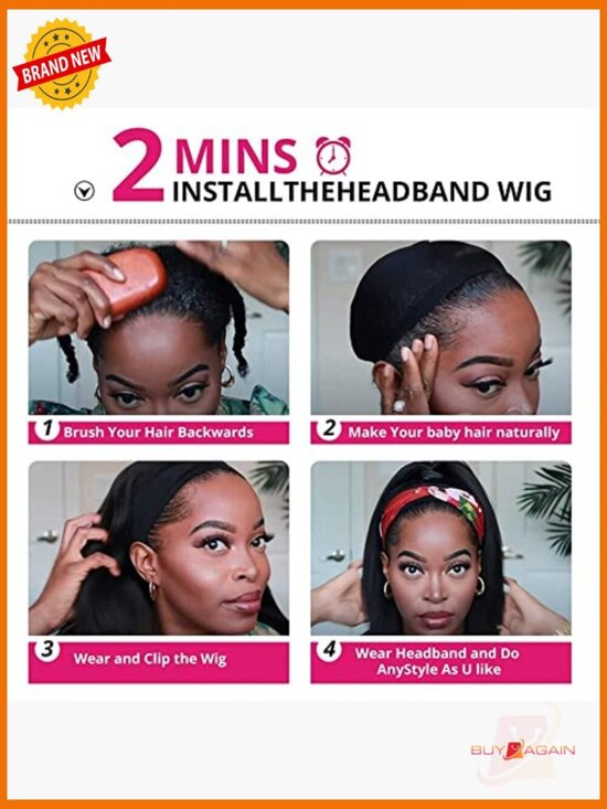 Deep Wave Headband Wig Human Hair 20 Inch Glueless Wear Go 150% Density